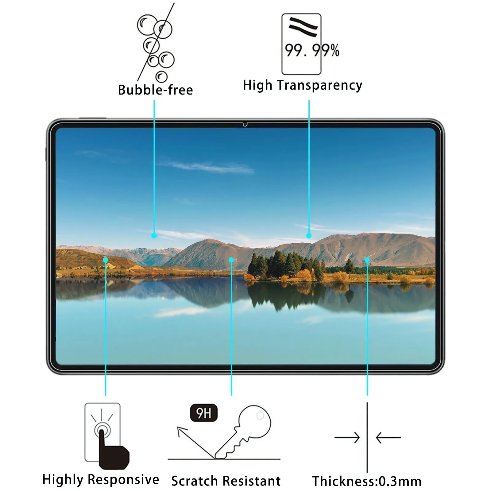 12.6 Tempered Glass Film For Huawei Matepad Pro Matebook E Lenovo Xiaoxin Pad Pro Tab P12 Pro - 25 Pcs