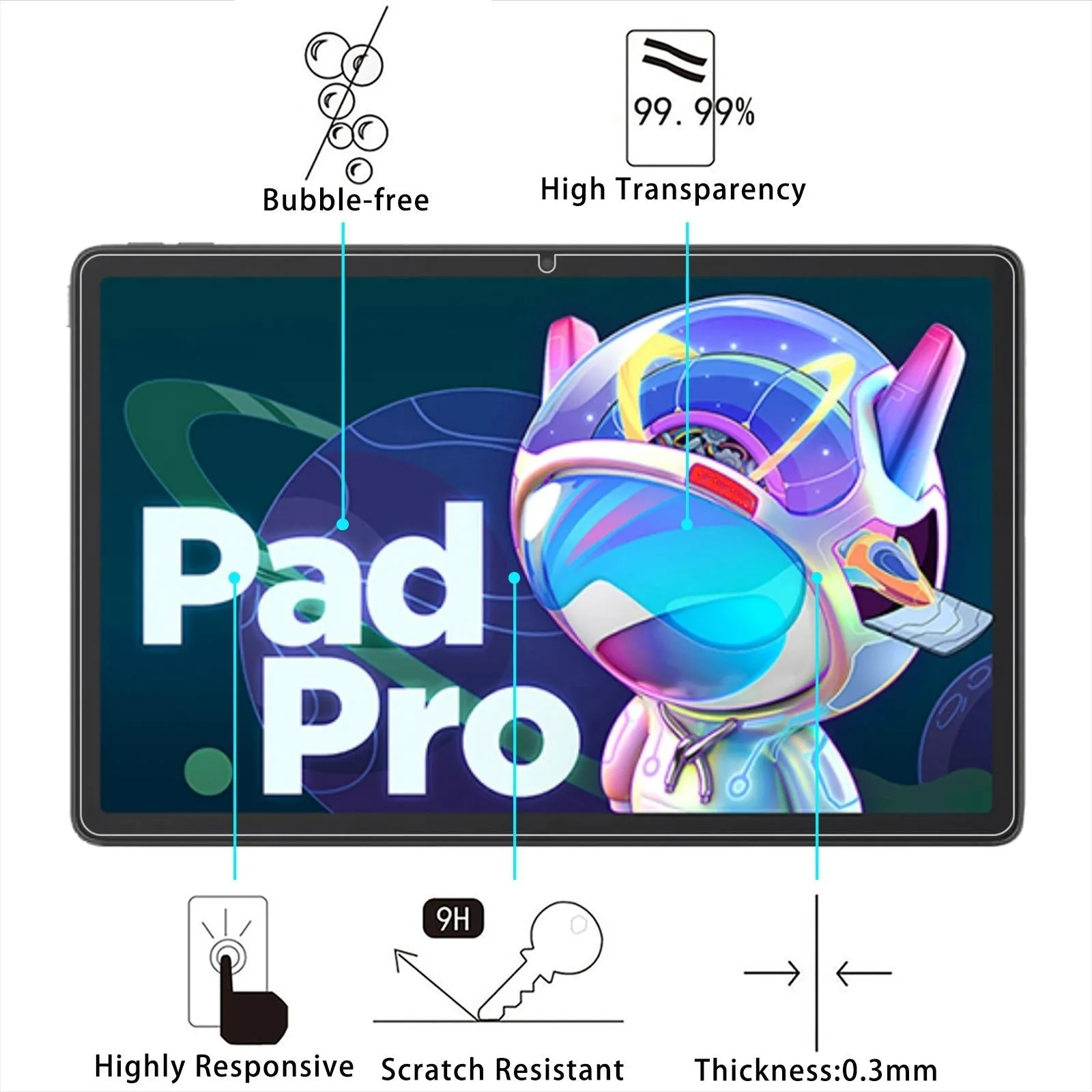 2-Pack 9H Tempered Glass For Lenovo Pad Pro 2022 / Tab P11 Pro Gen 2 / Xiaoxin Pad Pro 2022 - 11.2 Inch