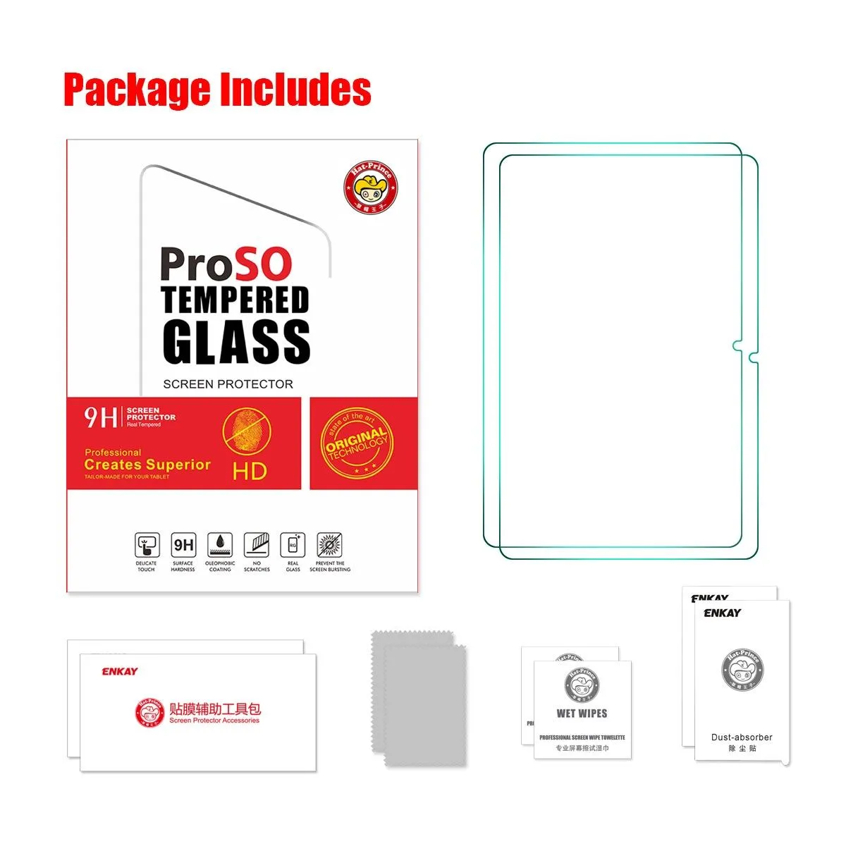 2-pack Hat-prince Tempered Glass Film for Samsung Galaxy Tab A9 / A9  / Active4 Pro 0.33mm