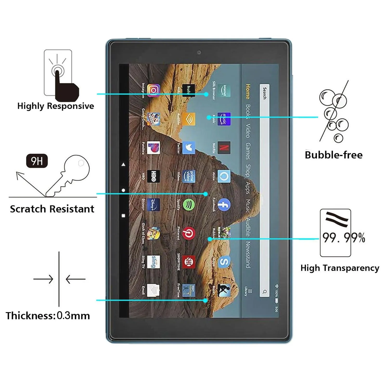25-Pack Tempered Glass Film For Amazon Kindle Fire Hd 10 2019