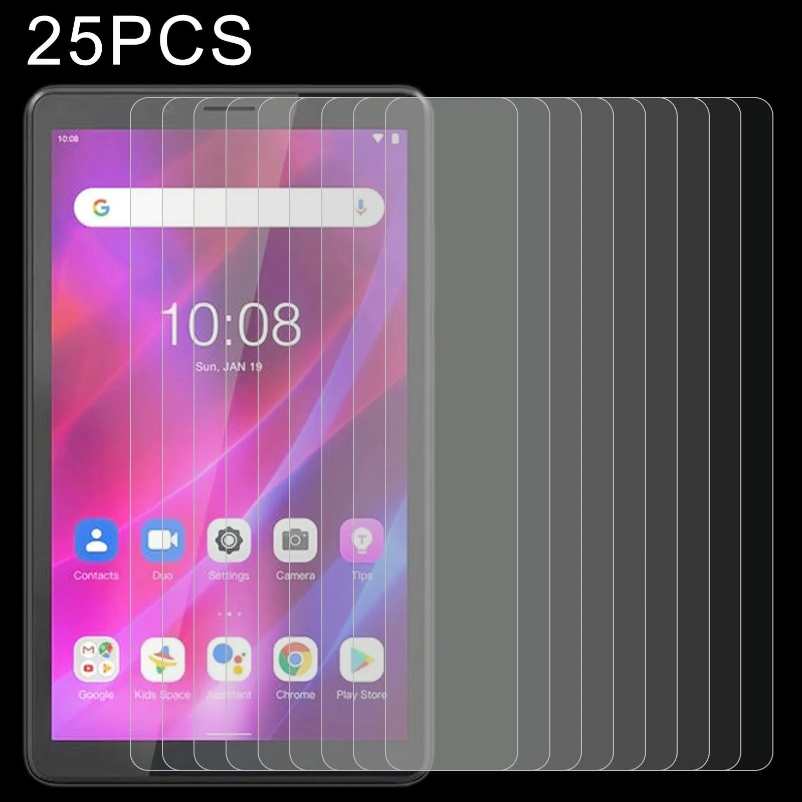 25-Pack Tempered Glass Film For Lenovo Tab M7 3Rd Gen - 9H 2.5D Explosion-Proof