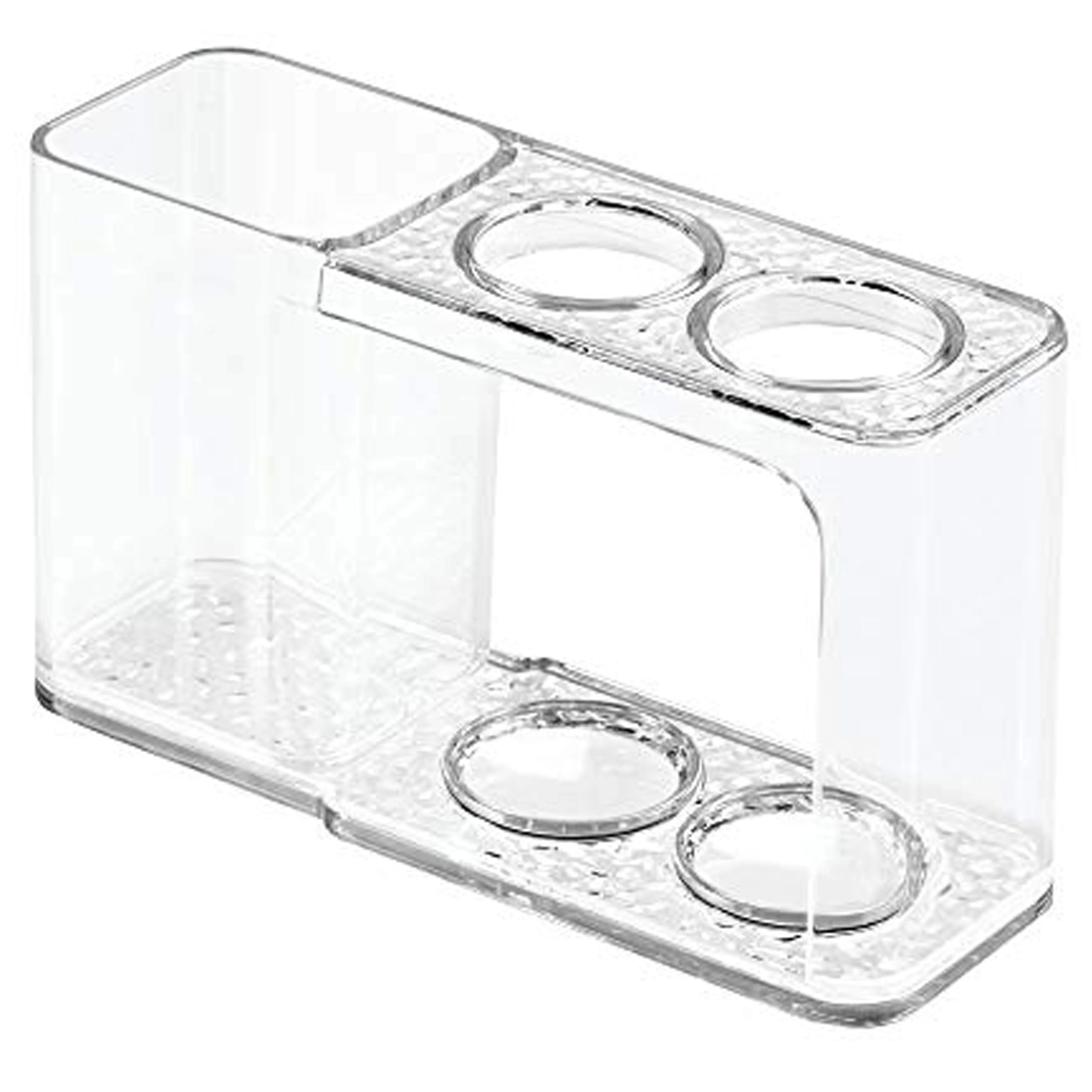 2PC Acrylic Toothbrush Organizer Holder Toothpaste Clear 3 Slot Bathroom Vanity