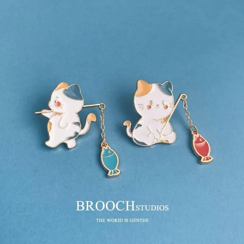 Cute Cat Enamel Pins for Backpacks Enamel Brooches Pins Bulk kawaii Cats Novelty Cartoon Animal Enamel Brooch Pins Lovely Mini Lapel Enamel Pins for Backpacks Set Badges Clothing Bags Jackets for Women Girl
