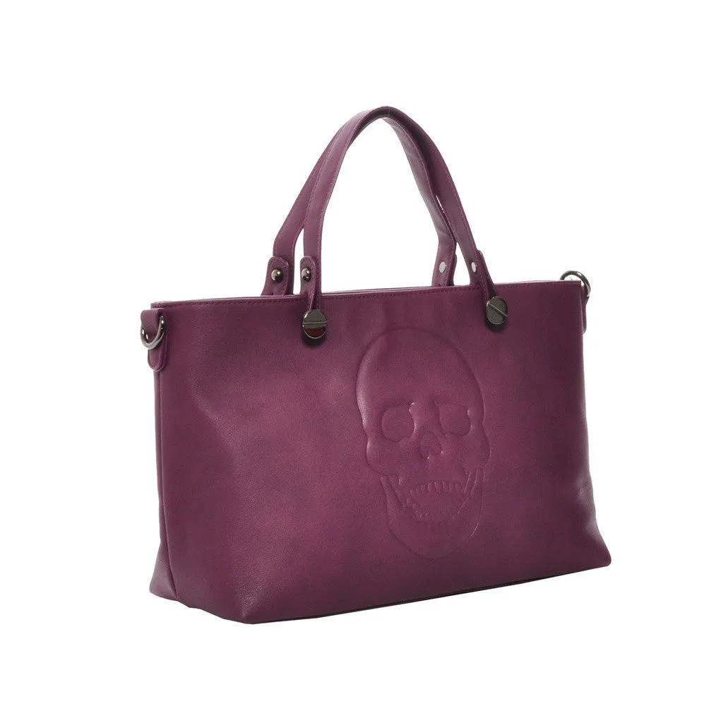 Mechaly Women's Skully Plum Wine Vegan Leather Skull Handbag