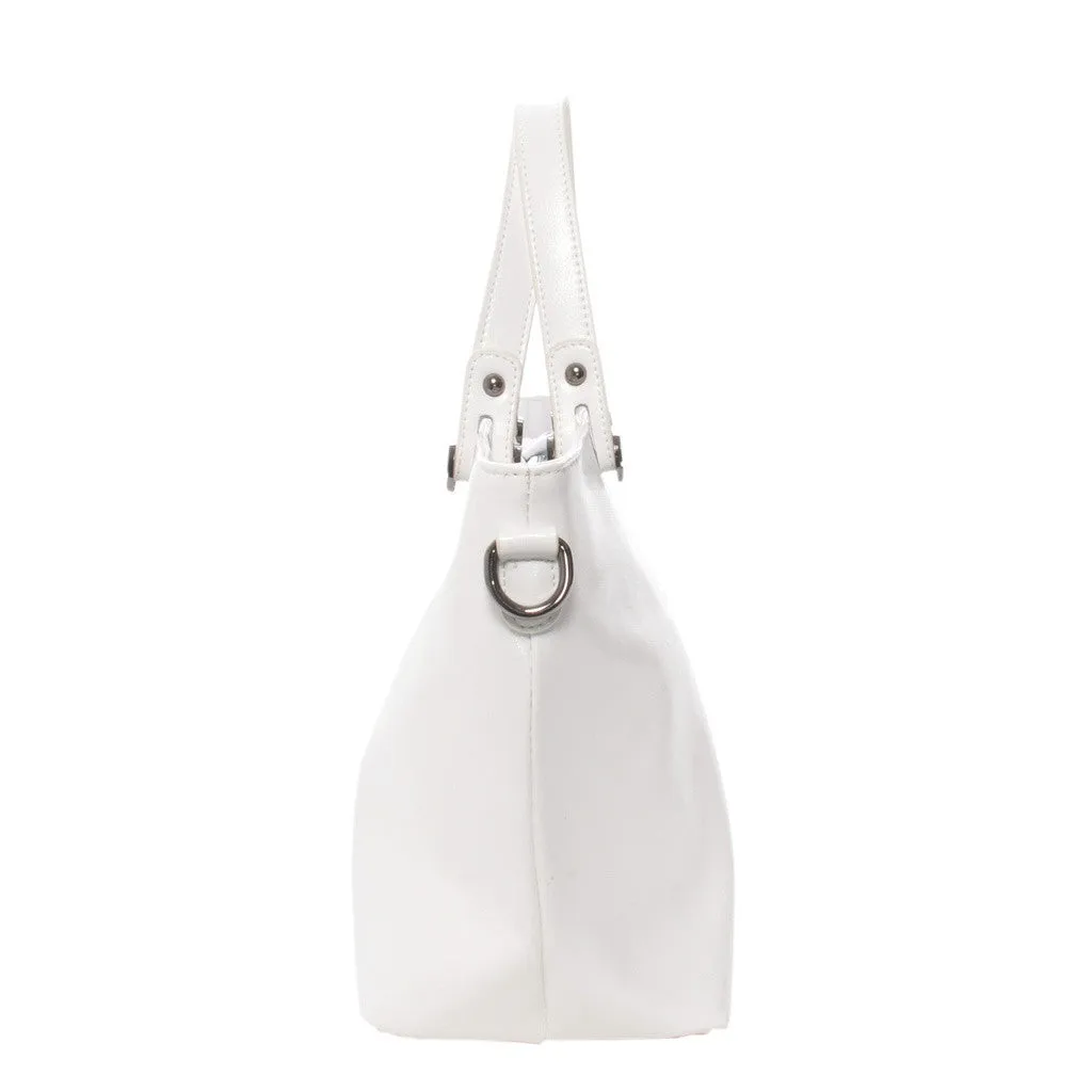 Mechaly Women's Skully White Vegan Leather Skull Handbag