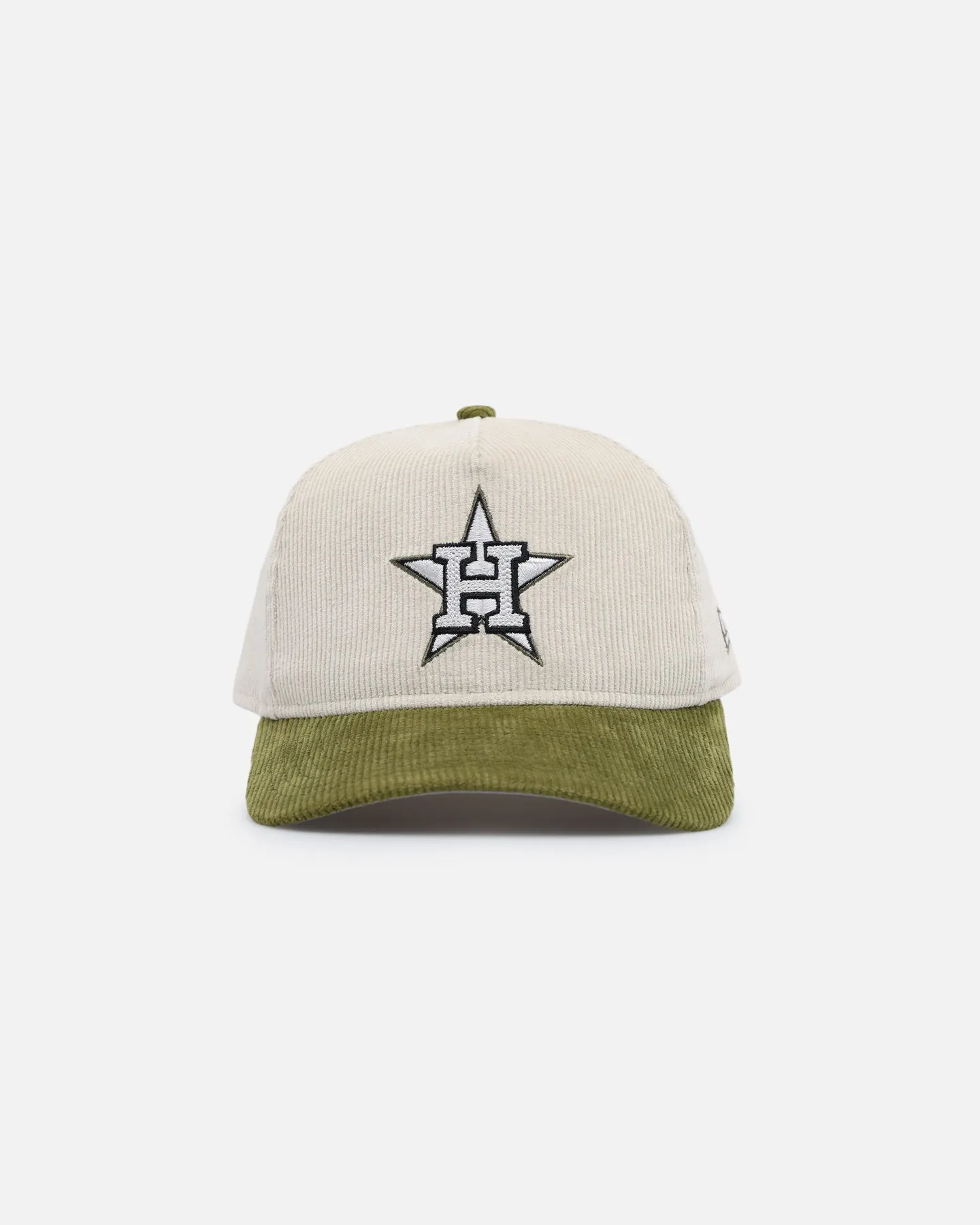 New Era Houston Astros 'Dusty Olive Corduroy' Golfer Pre-Curved Snapback Green Med