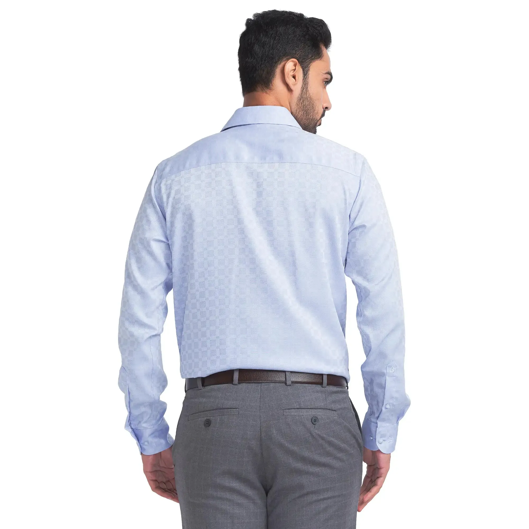 Raymond Men Blue Contemporary Fit Structured Cotton Formal Shirt