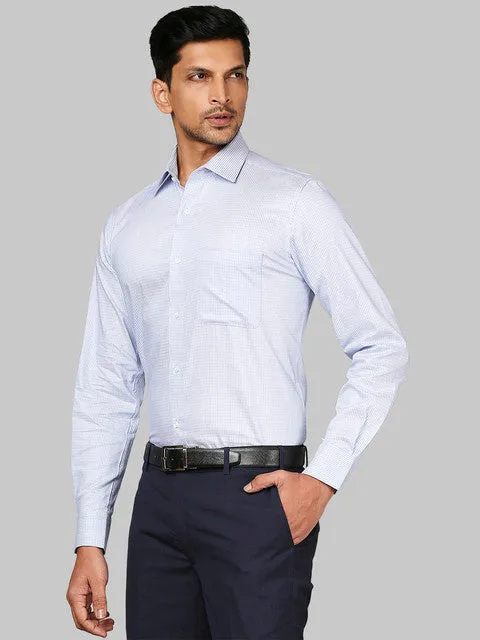 Raymond Men Blue Contemporary Fit Structured Cutaway Collar Shirt
