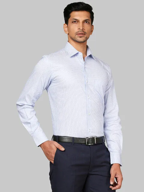 Raymond Men Blue Contemporary Fit Structured Cutaway Collar Shirt