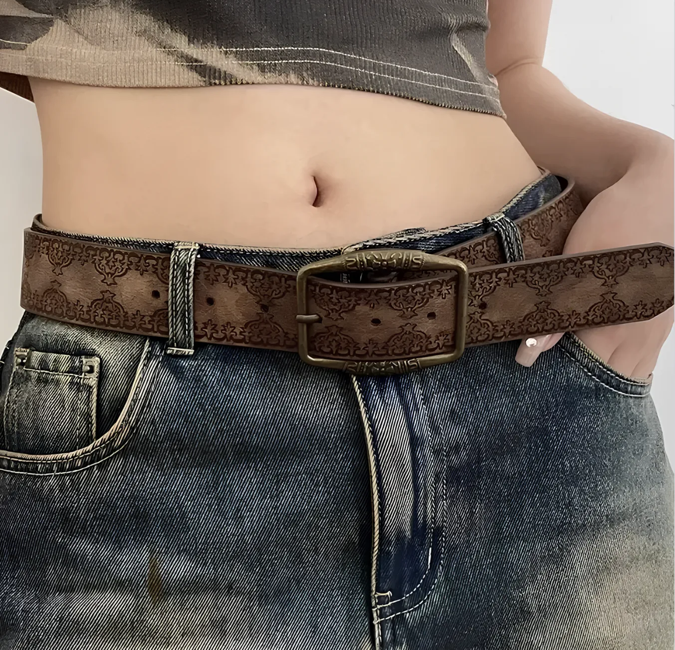 Retro Y2K Designer Buckle Pin Waist Belt