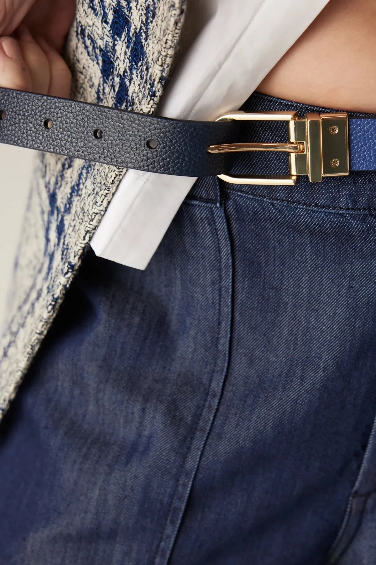 Reversible Leather Belt Navy/Blue